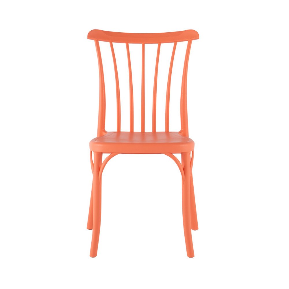 Set of Two Salmon Heavy Duty Plastic Outdoor Stacking Dining Chairs HomeRoots