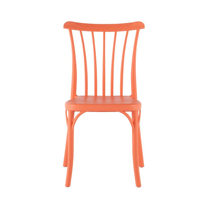 Set of Two Salmon Heavy Duty Plastic Outdoor Stacking Dining Chairs HomeRoots