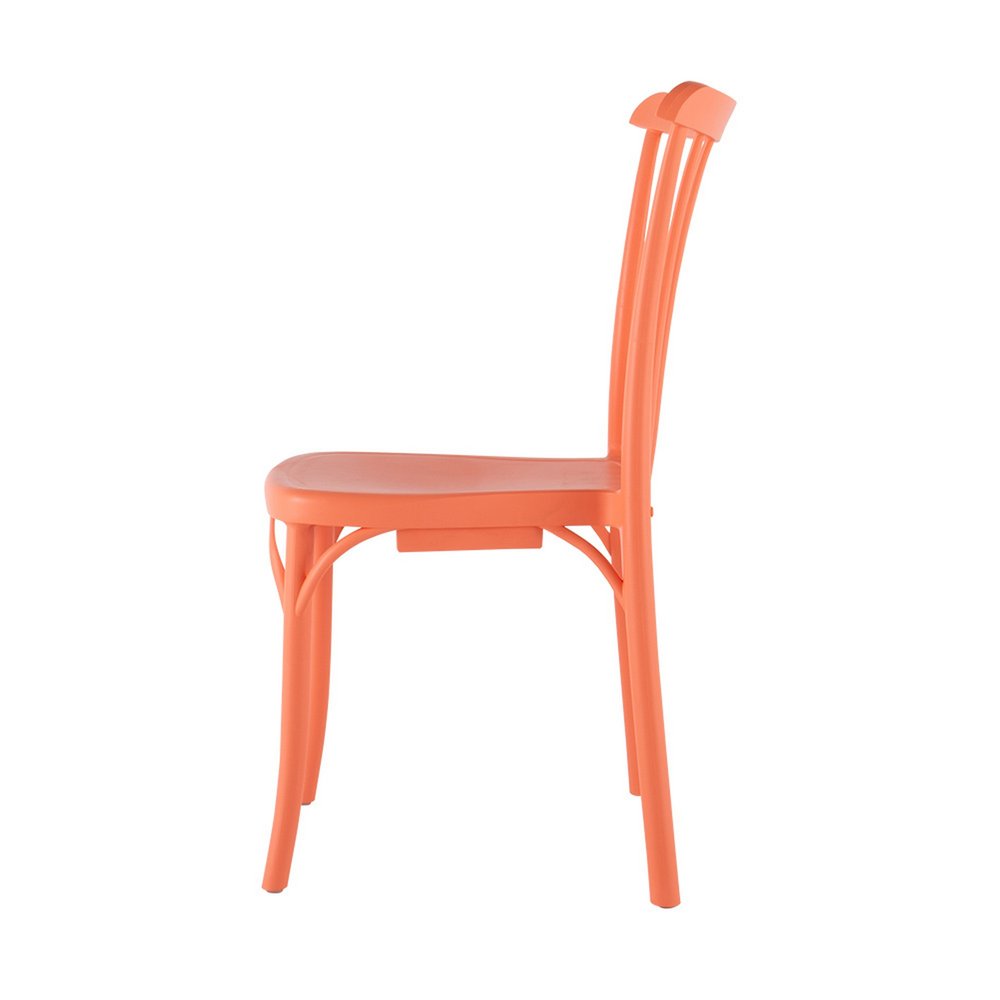 Set of Two Salmon Heavy Duty Plastic Outdoor Stacking Dining Chairs HomeRoots