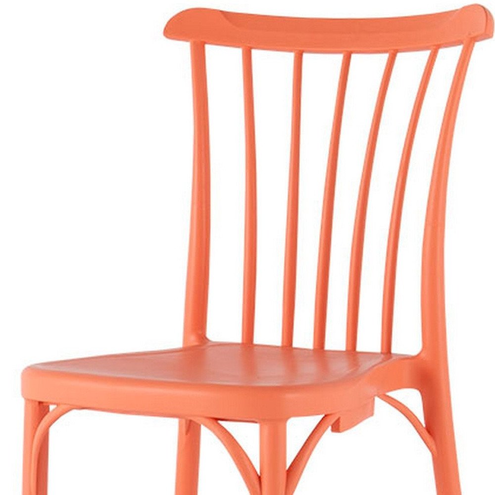 Set of Two Salmon Heavy Duty Plastic Outdoor Stacking Dining Chairs HomeRoots