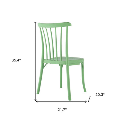 Set of Two Green Heavy Duty Plastic Outdoor Stacking Dining Chairs HomeRoots