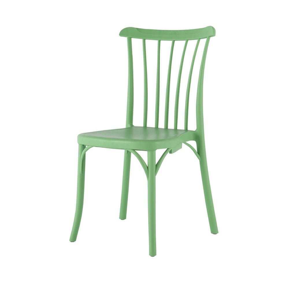 Set of Two Green Heavy Duty Plastic Outdoor Stacking Dining Chairs HomeRoots
