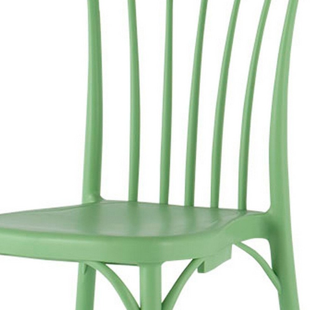 Set of Two Green Heavy Duty Plastic Outdoor Stacking Dining Chairs HomeRoots