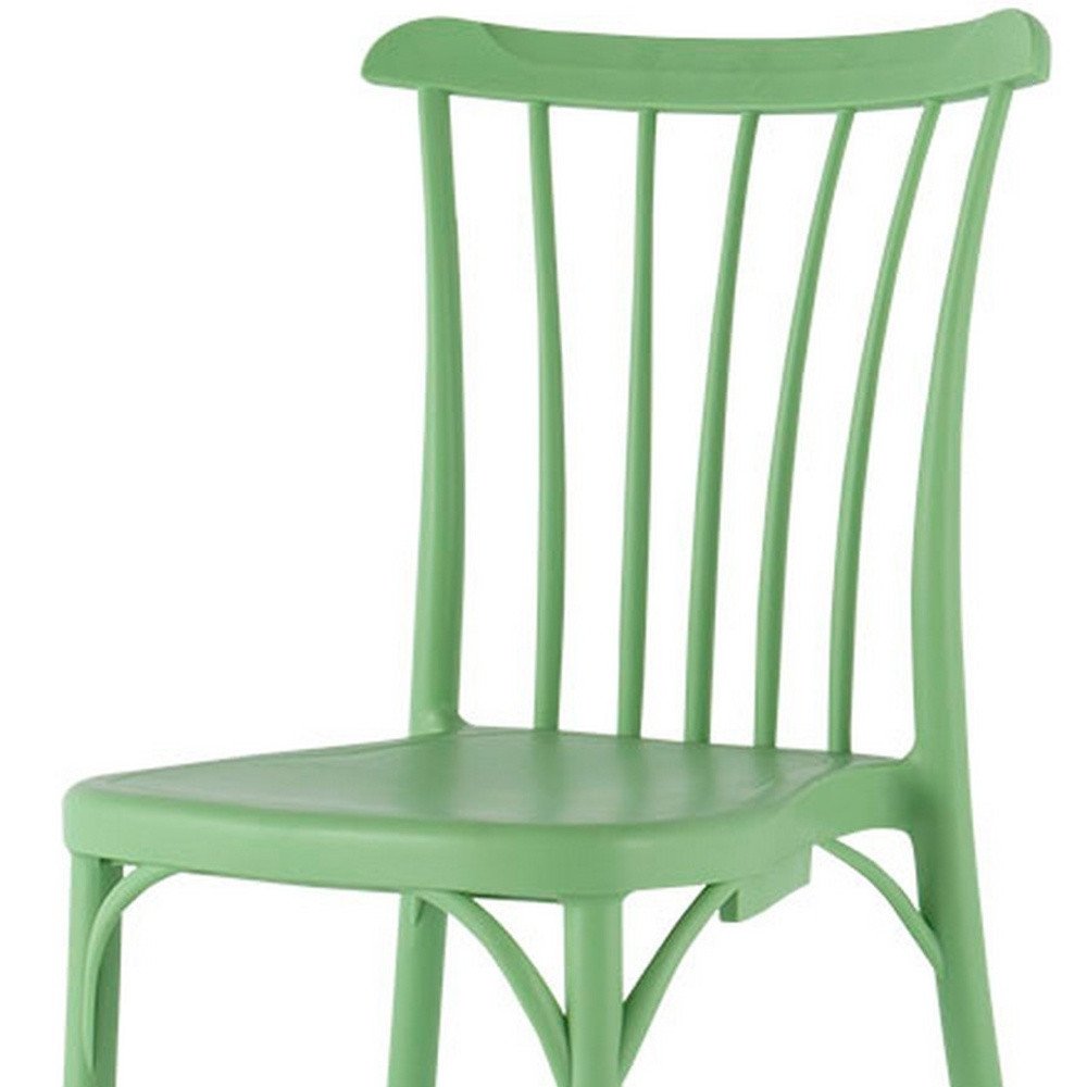 Set of Two Green Heavy Duty Plastic Outdoor Stacking Dining Chairs HomeRoots