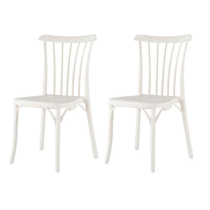 Set of Two White Heavy Duty Plastic Outdoor Stacking Dining Chairs HomeRoots