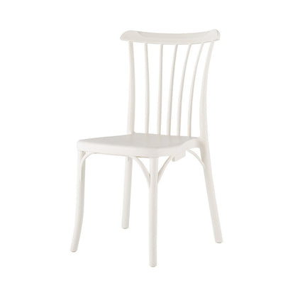 Set of Two White Heavy Duty Plastic Outdoor Stacking Dining Chairs HomeRoots