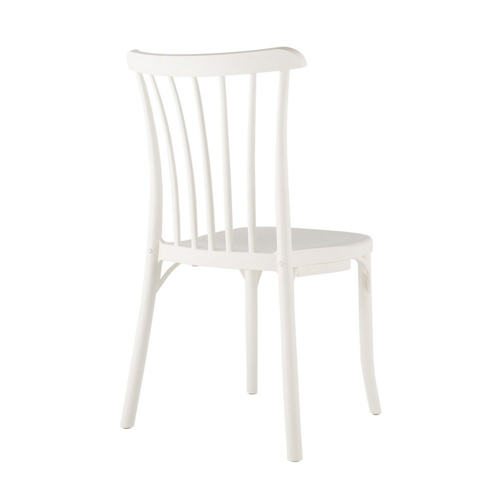 Set of Two White Heavy Duty Plastic Outdoor Stacking Dining Chairs HomeRoots