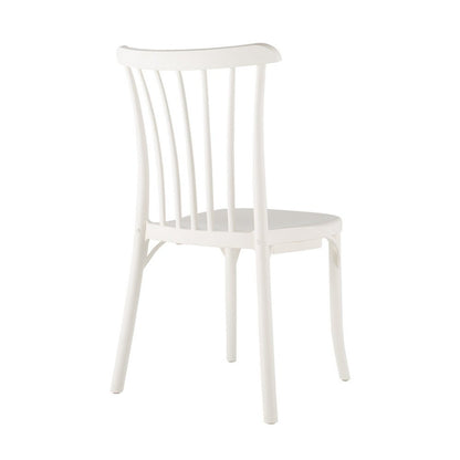 Set of Two White Heavy Duty Plastic Outdoor Stacking Dining Chairs HomeRoots