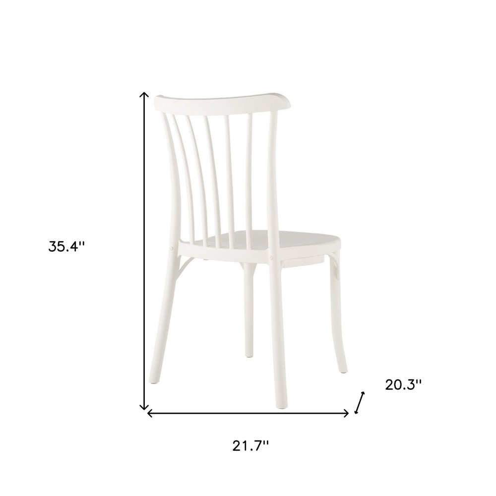 Set of Two White Heavy Duty Plastic Outdoor Stacking Dining Chairs HomeRoots