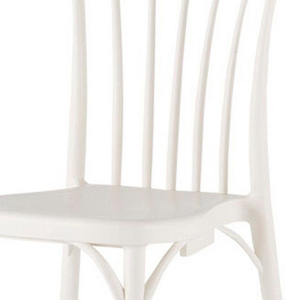 Set of Two White Heavy Duty Plastic Outdoor Stacking Dining Chairs HomeRoots