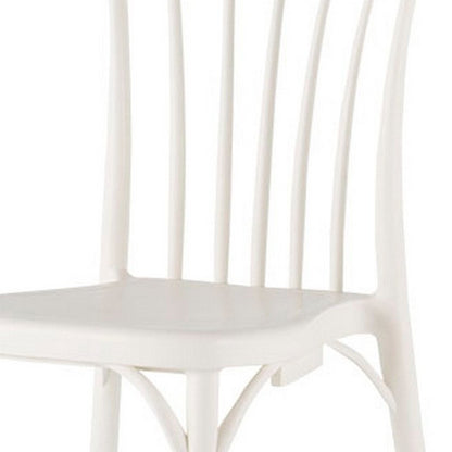Set of Two White Heavy Duty Plastic Outdoor Stacking Dining Chairs HomeRoots