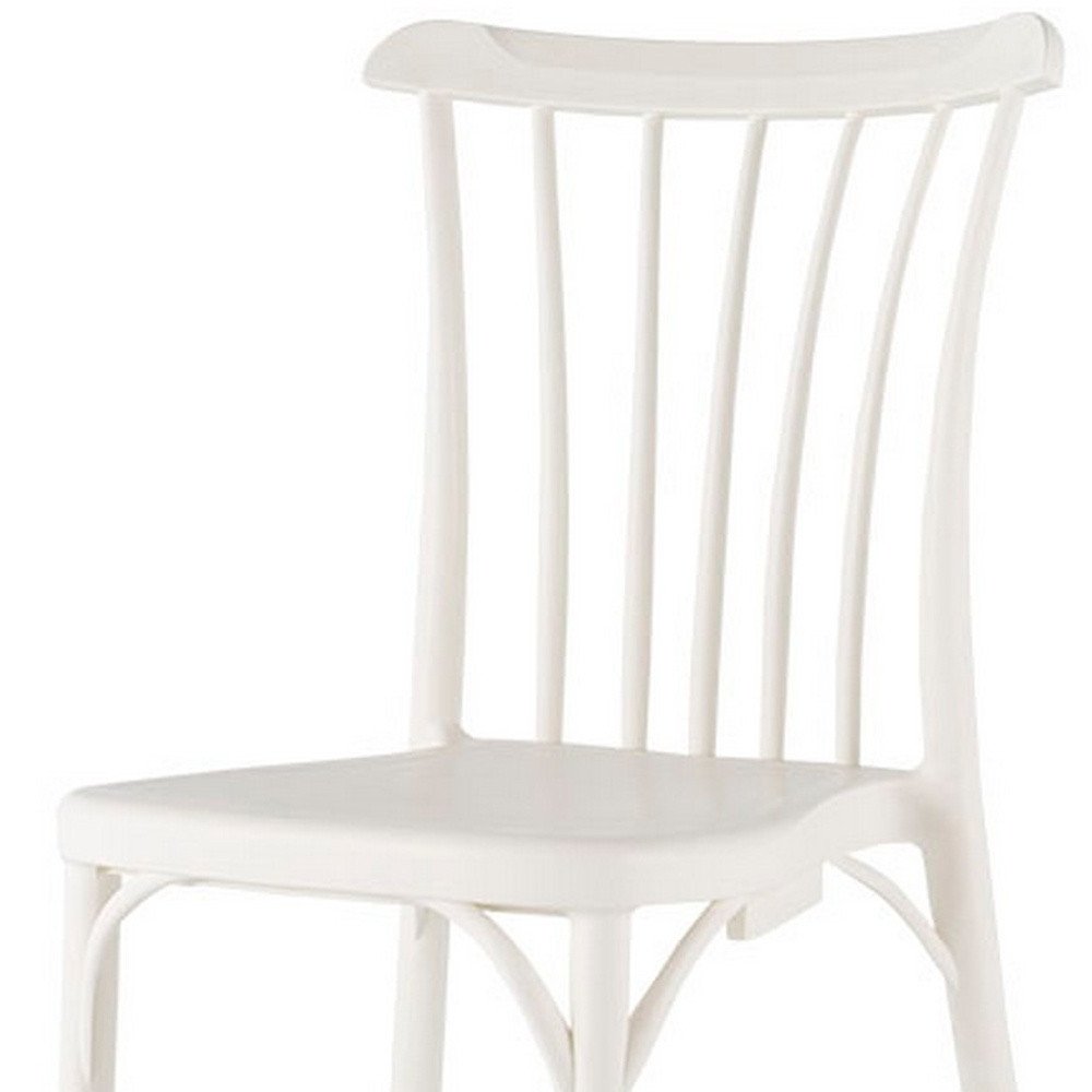 Set of Two White Heavy Duty Plastic Outdoor Stacking Dining Chairs HomeRoots