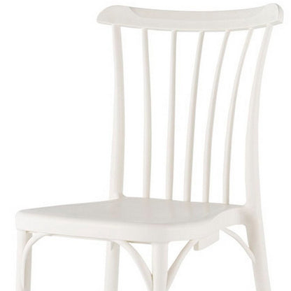 Set of Two White Heavy Duty Plastic Outdoor Stacking Dining Chairs HomeRoots