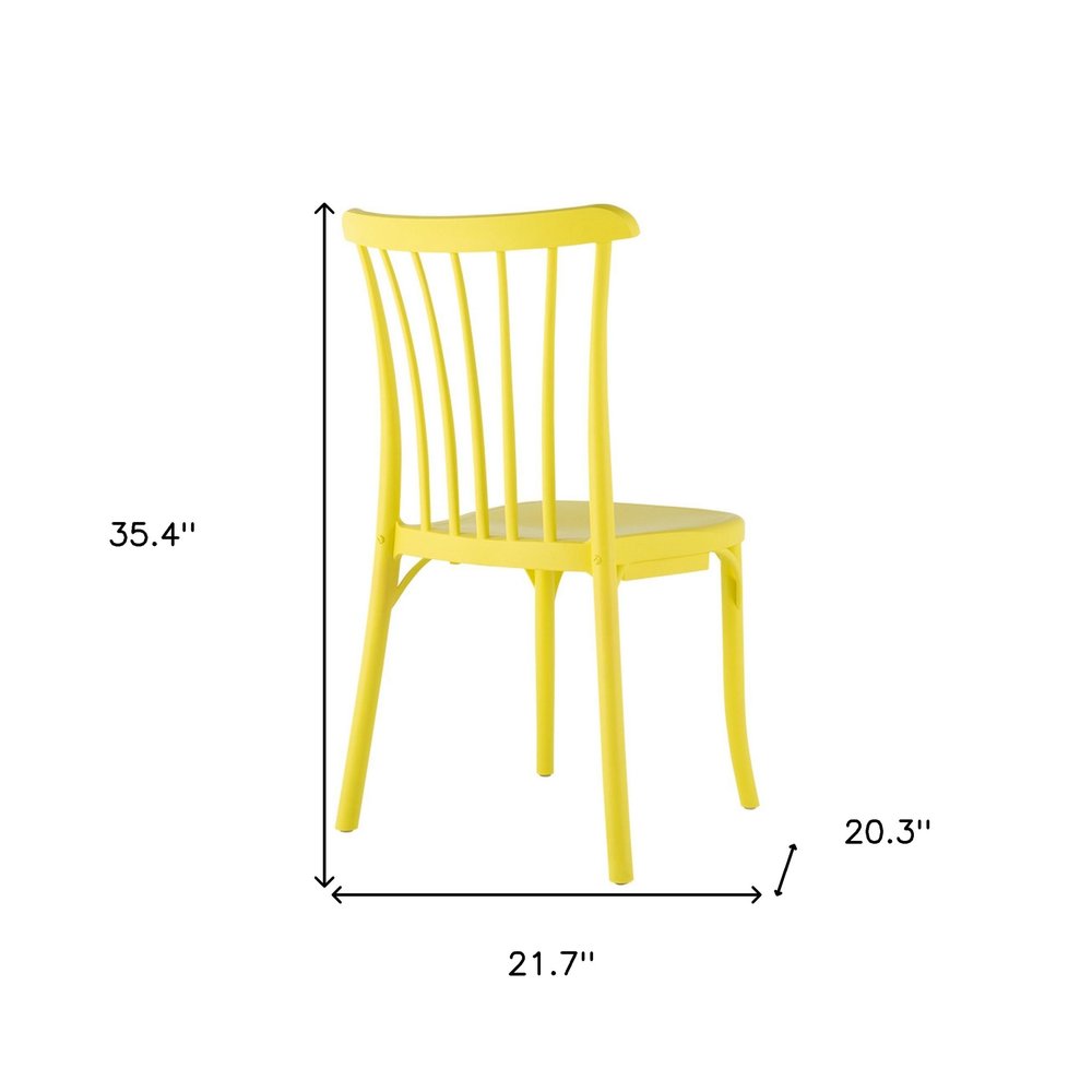 Set of Two Yellow Heavy Duty Plastic Outdoor Stacking Dining Chairs HomeRoots