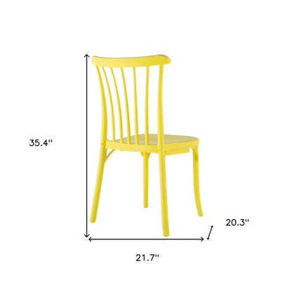 Set of Two Yellow Heavy Duty Plastic Outdoor Stacking Dining Chairs HomeRoots