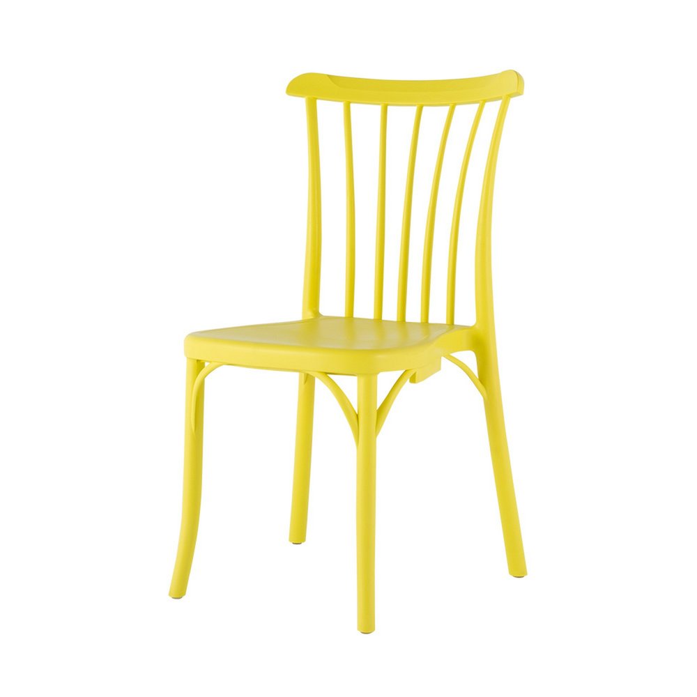 Set of Two Yellow Heavy Duty Plastic Outdoor Stacking Dining Chairs HomeRoots