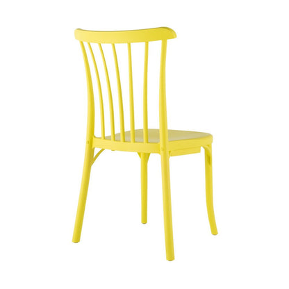 Set of Two Yellow Heavy Duty Plastic Outdoor Stacking Dining Chairs HomeRoots