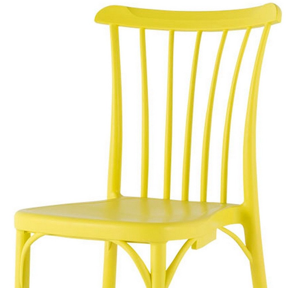 Set of Two Yellow Heavy Duty Plastic Outdoor Stacking Dining Chairs HomeRoots
