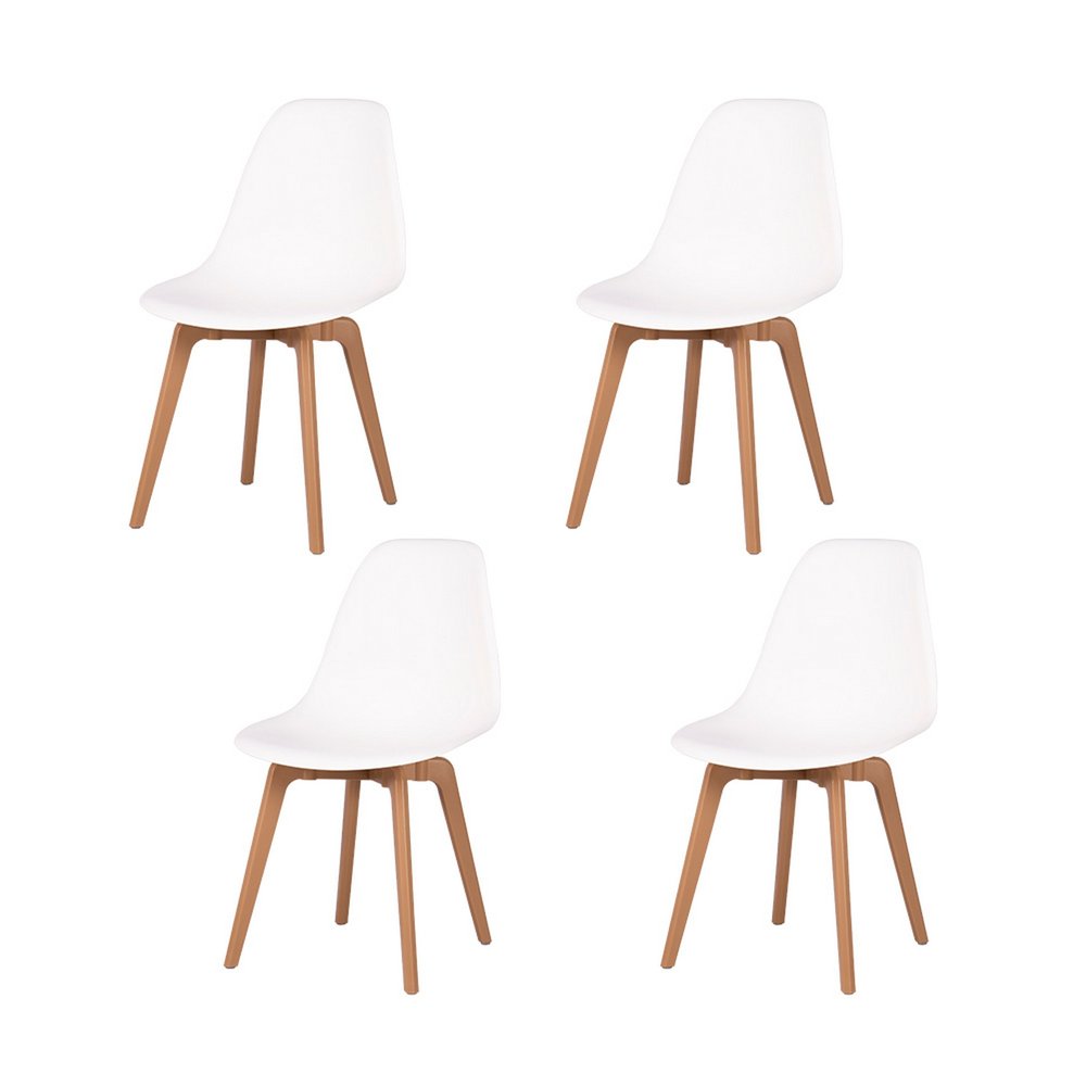 Set of Four White and Natural Heavy Duty Plastic Dining Side Chairs — view 3