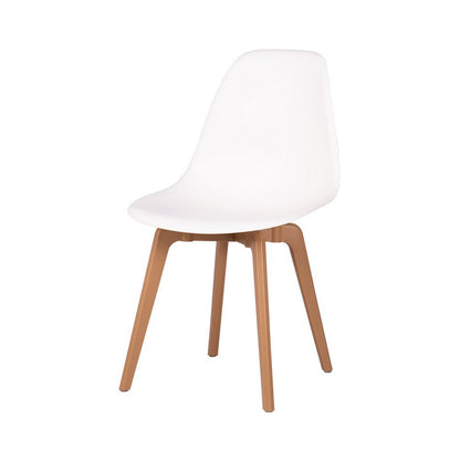 Set of Four White and Natural Heavy Duty Plastic Dining Side Chairs HomeRoots