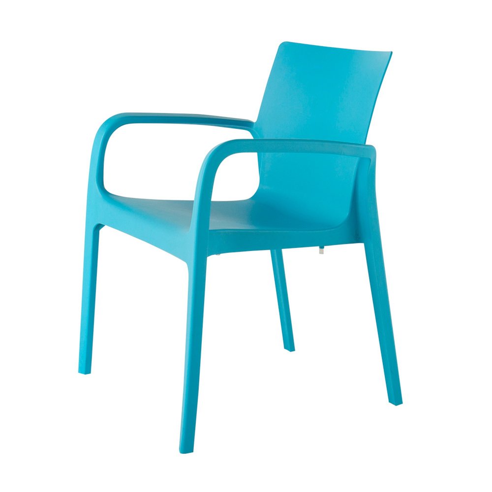 Set of Two Blue Heavy Duty Plastic Outdoor Stacking Dining Chairs HomeRoots