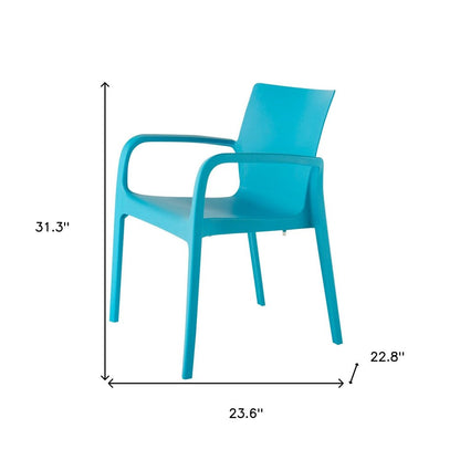 Set of Two Blue Heavy Duty Plastic Outdoor Stacking Dining Chairs HomeRoots
