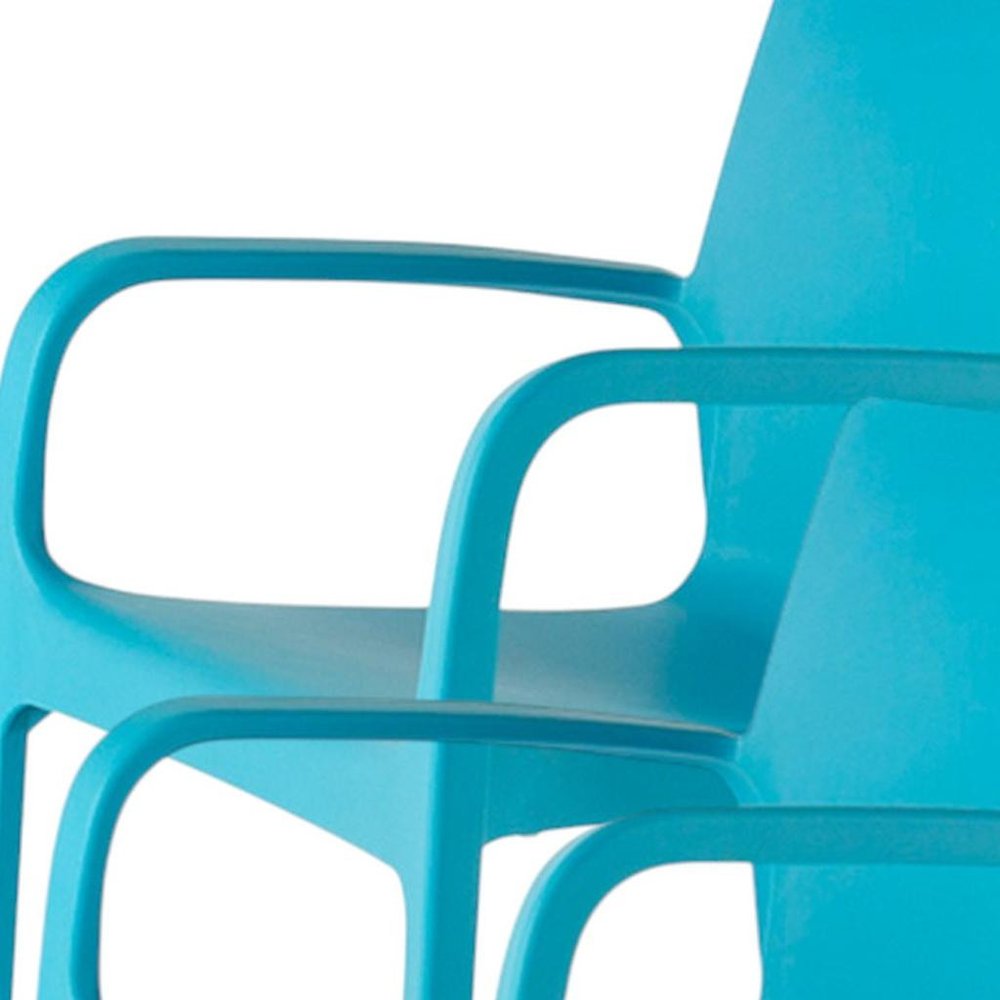 Set of Two Blue Heavy Duty Plastic Outdoor Stacking Dining Chairs HomeRoots