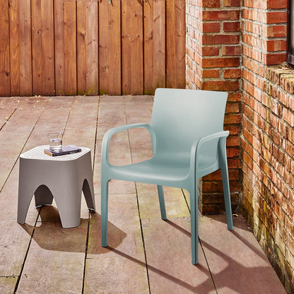 Set of Two Baby Blue Heavy Duty Plastic Outdoor Stacking Dining Chairs HomeRoots