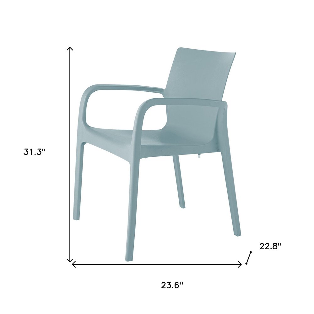 Set of Two Baby Blue Heavy Duty Plastic Outdoor Stacking Dining Chairs HomeRoots