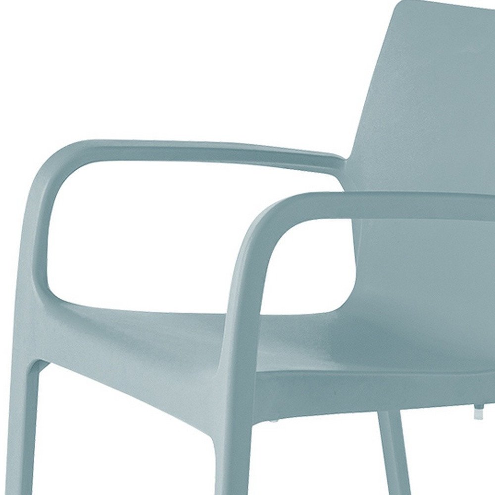 Set of Two Baby Blue Heavy Duty Plastic Outdoor Stacking Dining Chairs — view 7