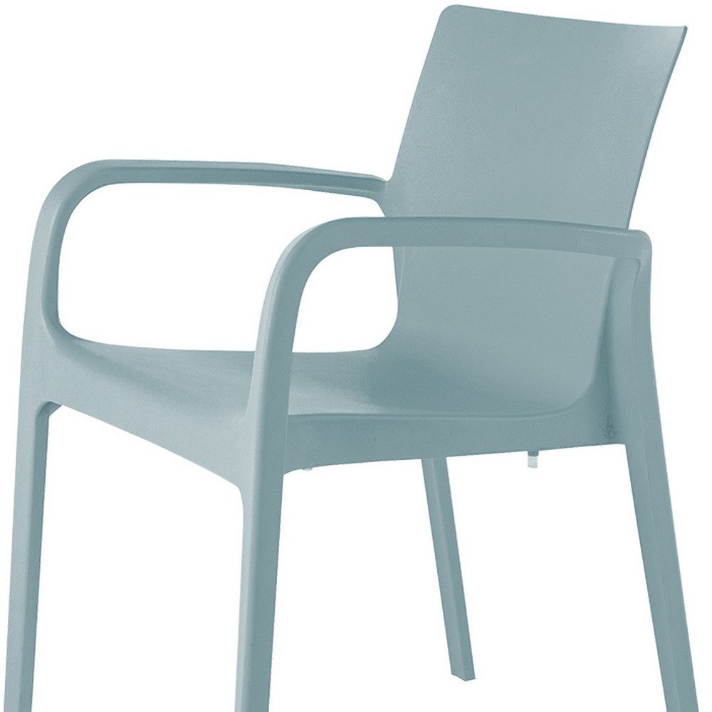 Set of Two Baby Blue Heavy Duty Plastic Outdoor Stacking Dining Chairs — view 8