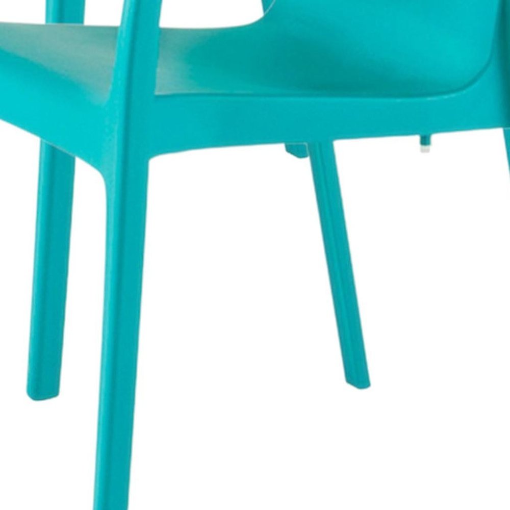 Set of Two Turquoise Heavy Duty Plastic Outdoor Stacking Dining Chairs HomeRoots