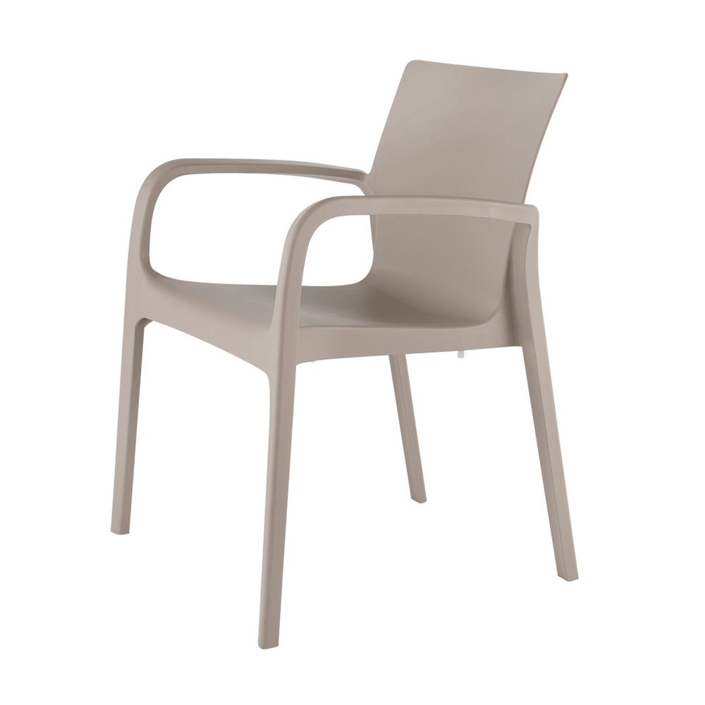 Set of Two Taupe Heavy Duty Plastic Outdoor Stacking Dining Chairs HomeRoots