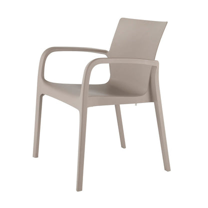 Set of Two Taupe Heavy Duty Plastic Outdoor Stacking Dining Chairs HomeRoots