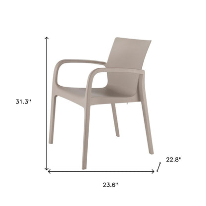 Set of Two Taupe Heavy Duty Plastic Outdoor Stacking Dining Chairs HomeRoots