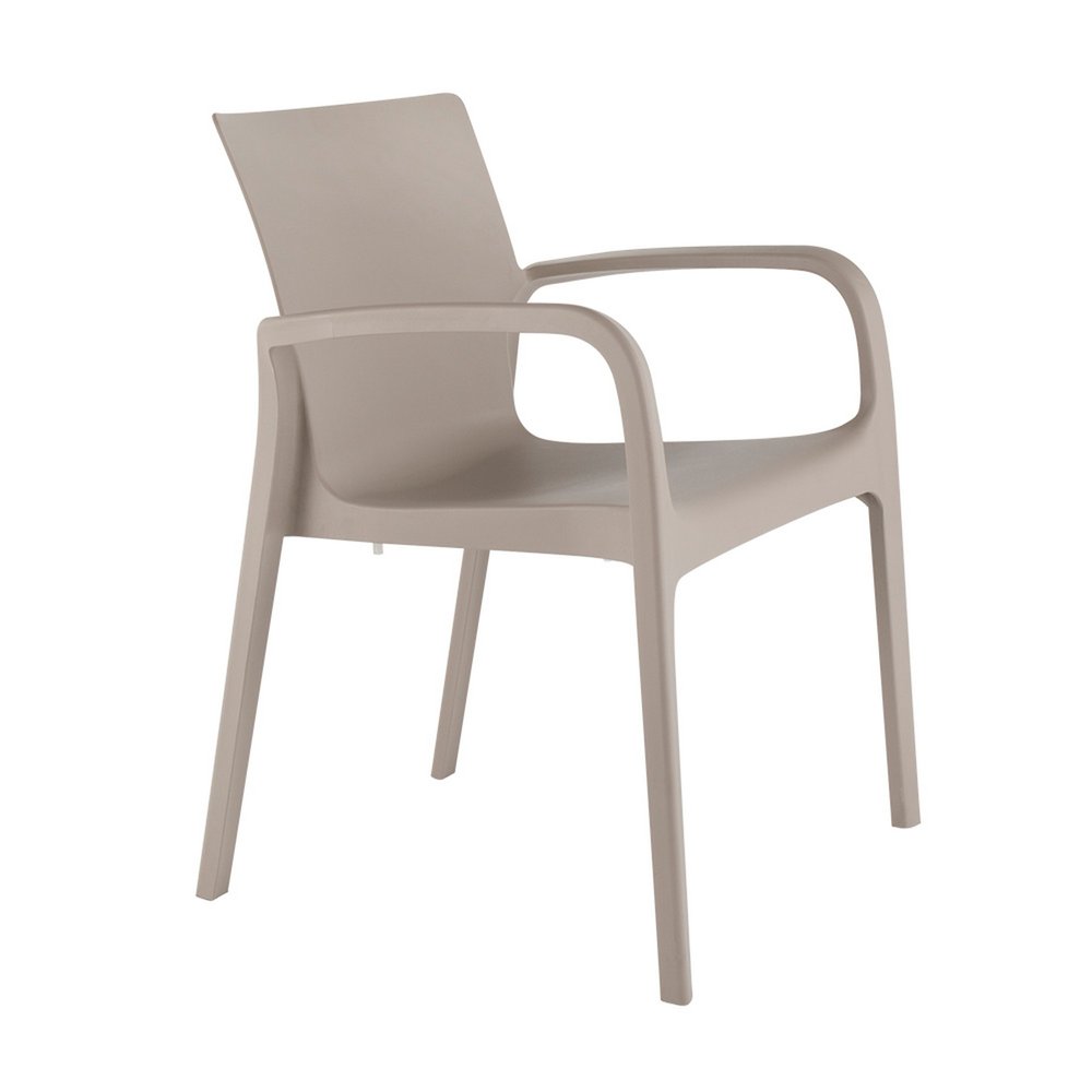 Set of Two Taupe Heavy Duty Plastic Outdoor Stacking Dining Chairs HomeRoots
