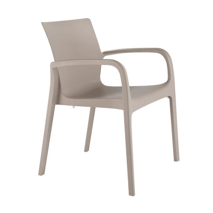 Set of Two Taupe Heavy Duty Plastic Outdoor Stacking Dining Chairs HomeRoots