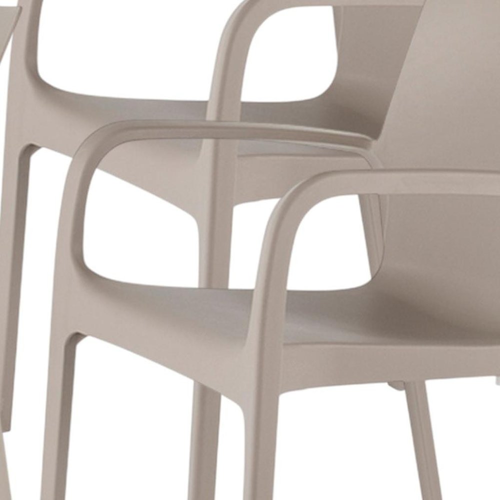 Set of Two Taupe Heavy Duty Plastic Outdoor Stacking Dining Chairs HomeRoots