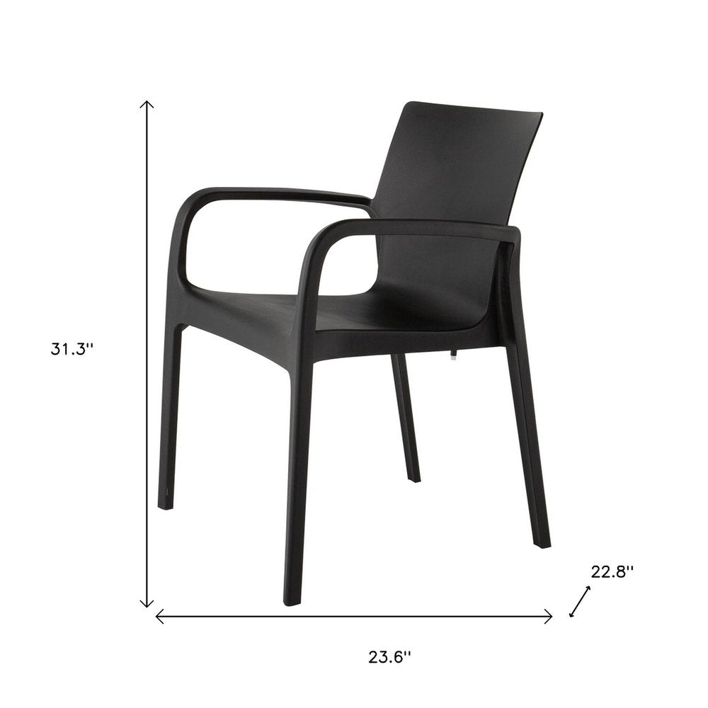 Set of Two Black Heavy Duty Plastic Outdoor Stacking Dining Chairs HomeRoots