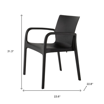 Set of Two Black Heavy Duty Plastic Outdoor Stacking Dining Chairs HomeRoots