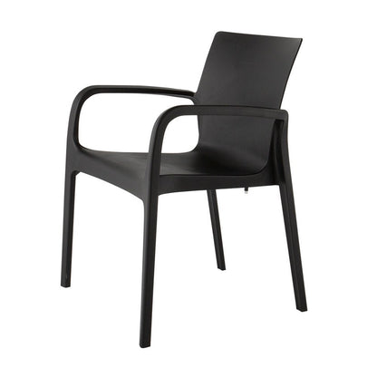 Set of Two Black Heavy Duty Plastic Outdoor Stacking Dining Chairs HomeRoots