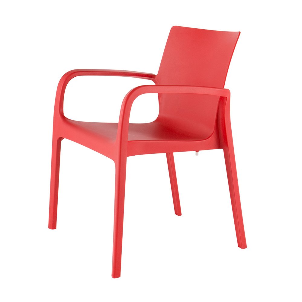 Set of Two Red Heavy Duty Plastic Outdoor Stacking Dining Chairs HomeRoots