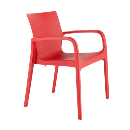 Set of Two Red Heavy Duty Plastic Outdoor Stacking Dining Chairs HomeRoots