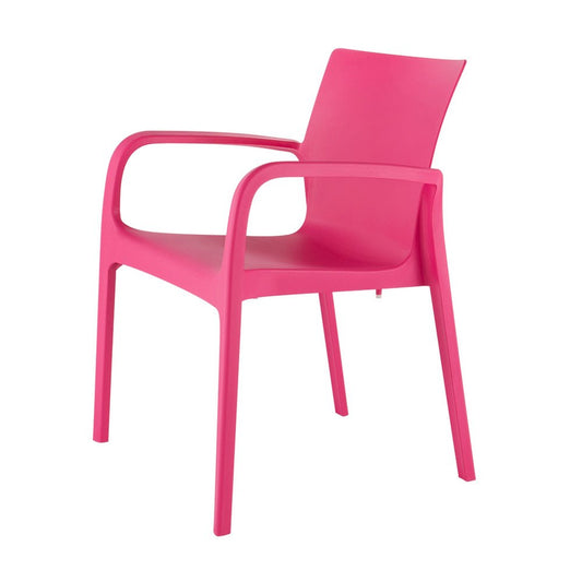 Set of Two Fuchsia Heavy Duty Plastic Outdoor Stacking Dining Chairs HomeRoots