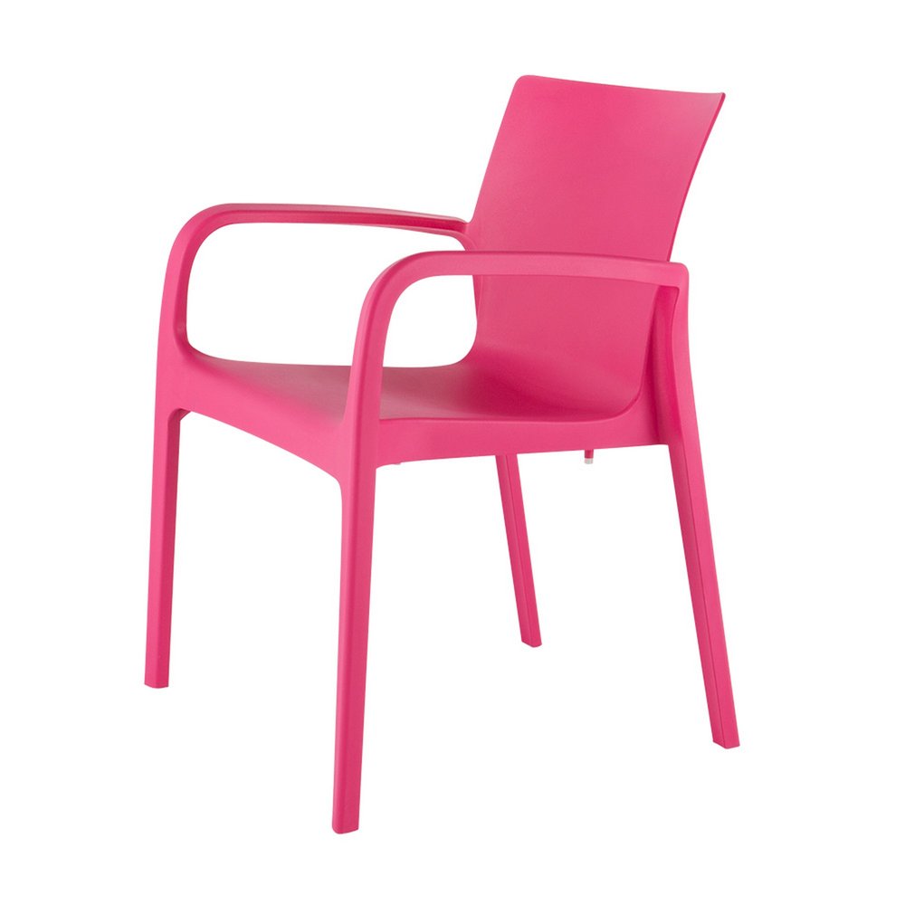 Set of Two Fuchsia Heavy Duty Plastic Outdoor Stacking Dining Chairs HomeRoots