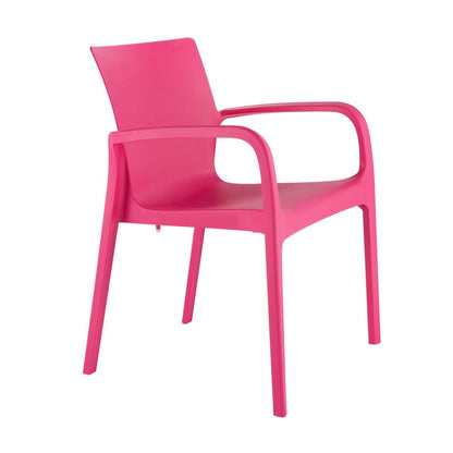 Set of Two Fuchsia Heavy Duty Plastic Outdoor Stacking Dining Chairs HomeRoots