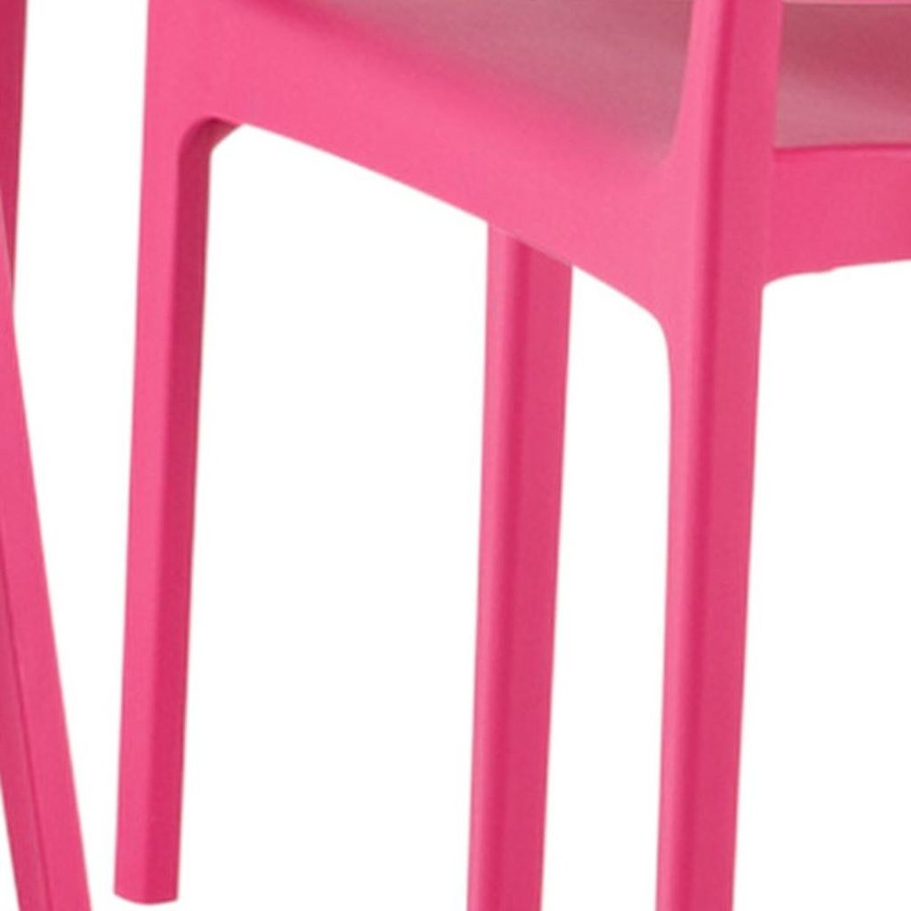 Set of Two Fuchsia Heavy Duty Plastic Outdoor Stacking Dining Chairs HomeRoots