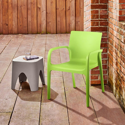 Set of Two Green Heavy Duty Plastic Outdoor Stacking Dining Chairs HomeRoots