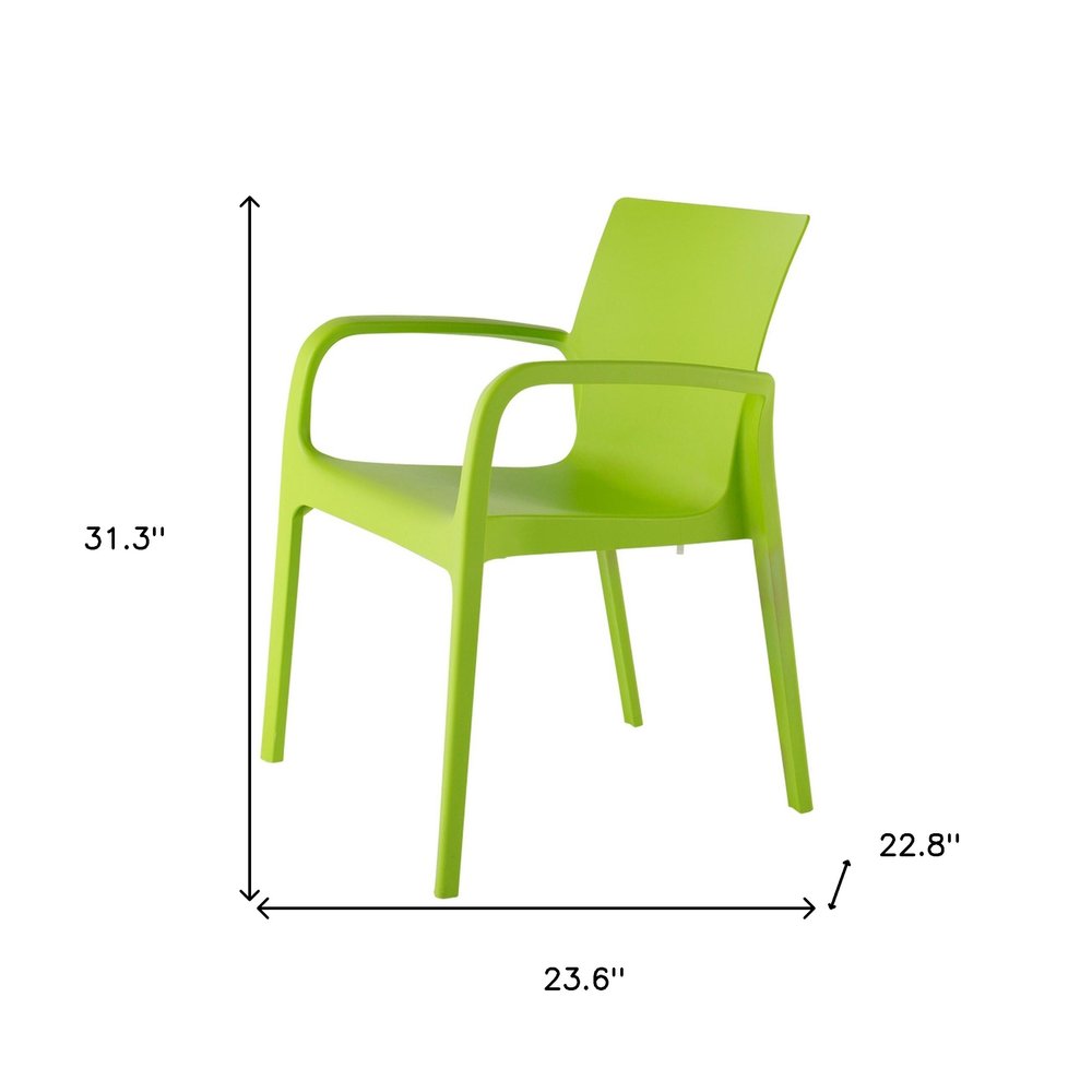 Set of Two Green Heavy Duty Plastic Outdoor Stacking Dining Chairs HomeRoots
