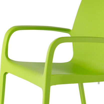 Set of Two Green Heavy Duty Plastic Outdoor Stacking Dining Chairs HomeRoots